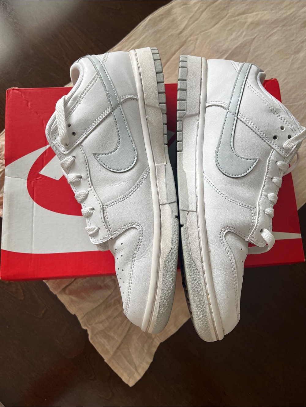 Nike White and Light Gray Low-Top Sneakers - Picture 4 of 8